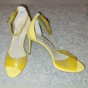 Jessica Simpson 3" lemon yellow heels shoes, brand new